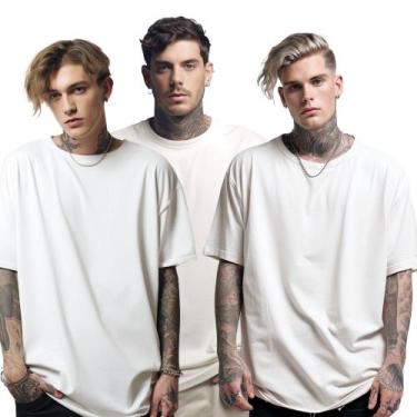 Imagem de Kit 3 Camisetas Camisa Blusa Masculina Lisa Basica Oversized Streetwea