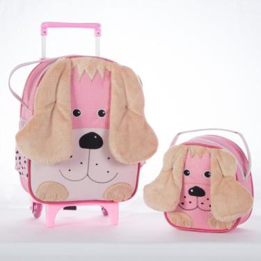 Imagem de Kit Mochila De Carrinho Infantil Bichinho G + Lancheira - Suporte Lanc