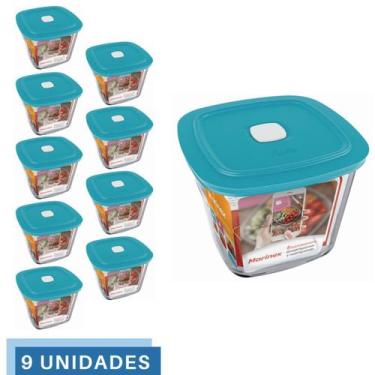 Imagem de 9 Potes Vidro Facilita  Quadrado Alto Com Tampa 1L Marinex - NADIR FIG