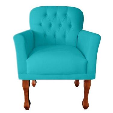 Imagem de Poltrona Stephany Tecido Suede Para Sala De Espera - Vania Decor, Azul