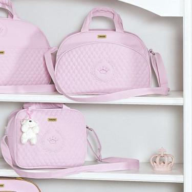 Imagem de Kit Bolsa Maternidade Puppi Coroa Rosa M e P - Talismã