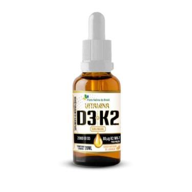 Imagem de 2x Vitamina D3 + K2 2000 Ui D3 80Mcg K2 Mk7 Sublingual 20ml - Flora Na