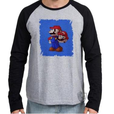 Imagem de Camiseta Manga Longa Super Mário pixel  - Empório Dutra, M  adulto