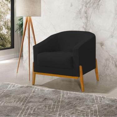 Imagem de Poltrona Living Base em Madeira Maciça Flórida Veludo Preto - VILLA CA