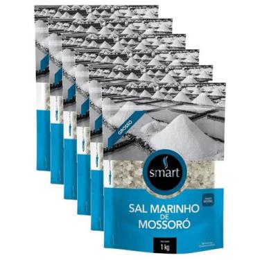 Imagem de kit 6 Sal Marinho De Mossoró Grosso Tempero 1kg Da Smart