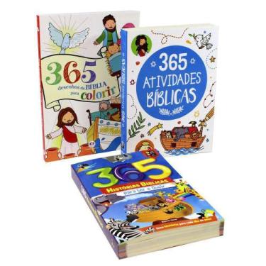 Imagem de Kit 03 Livros 365 Histórias Bíblica 365 Atividades Bíblicas 365 Desenh