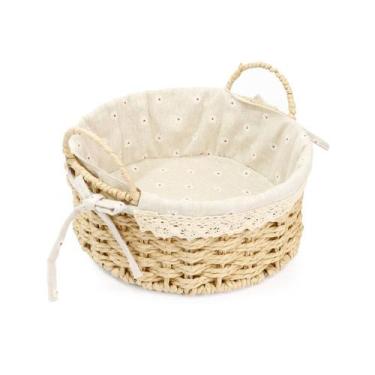 Imagem de Cesto Organizador de Palha Decorativo Redondo Grande - VESTIGE, UNICA,