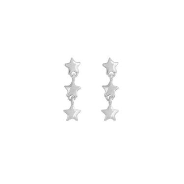 Imagem de Brincos femininos com pingente de gota de estrela banhados a ouro brilhante, lindos brincos de estrela inchada de alto polimento, joias de aniversário de formatura simples, presentes de aniversário,