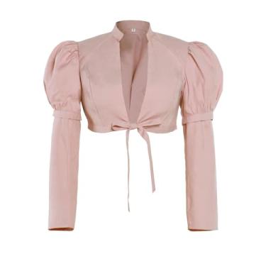 Imagem de Vibsion- Regency Spencer Jacket Womens Jane Austen Costume Pink Crop Coat Top para vestido de baile vitoriano Regency dos anos 1800 L
