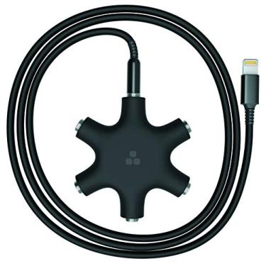 Imagem de Thore (Certificado Apple MFi) Divisor de fone de ouvido para iPhone (5 vias) Adaptador de áudio com conector auxiliar Lightning (para iPhone 8/X/XR/XS/11/12/13/14/Pro Max)