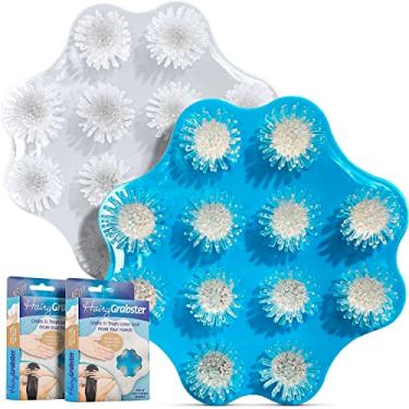 Imagem de HAIRYGRABSTER Conforme Visto No Shark Tank Hair Shower Drain Hair Catcher, Hair Stopper Bathtub Drain Protector e Catcher Drain Cover Alternative, Itens Essenciais, Pacote com 2, Branco e Azul