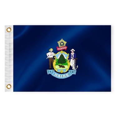 Imagem de Bandeira náutica Maine State Boat 30,5 x 45,7 cm dupla face 3 camadas ME bandeira marinha nylon pequeno iate vela pontão barco ATV bicicleta caminhão motocicleta banner latão ilhós patrióticos fora
