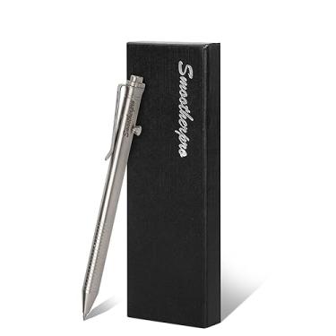 Imagem de SMOOTHERPRO Caneta Bolt Action, caneta esferográfica de aço inoxidável compatível com refil Pilot G2, caneta EDC para escrita, compatível com canhotos, natural (TC142NA)
