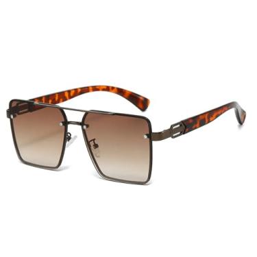 Imagem de JRLLFD Óculos de sol quadrados de feixe duplo casual masculino e feminino com proteção UV400 e proteção solar, 5, tamanho único