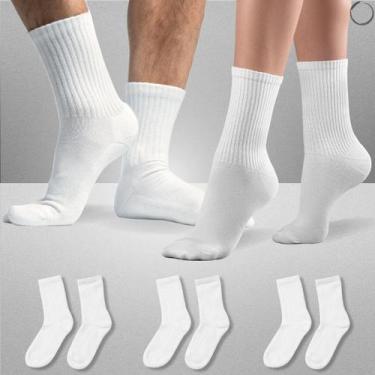 Imagem de Kit 3 Pares Meia Unissex Cano Alto Respirável Cor Branca - Rupee, Bran