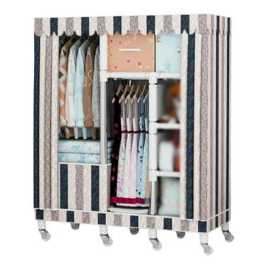 Imagem de Guarda-roupa Armário de guarda-roupa portátil sobre rodas armário de pé grande capacidade armário de armazenamento de roupas móveis organizador de armazenamento armário