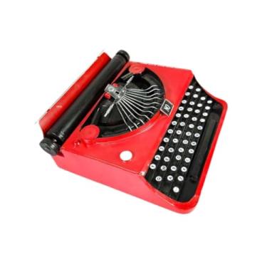 Imagem de Generic Modelo de máquina de escrever manual Design vintage Ferro Arte Máquina de escrever Estatueta Decoração para casa Escritório Bar Sala de estar Mesa, Vermelho