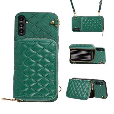 Imagem de Furiet Capa carteira compatível com Samsung Galaxy S25 Plus S25+ 5G com zíper e alça de ombro com suporte para cartão para S25Plus 25S + S 25 25+ S25Plus 25S 25+ Verde