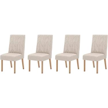 Imagem de Cadeira Sala de Jantar Eloá Kit 4 Un Nature/Veludo Light Linho - Henn