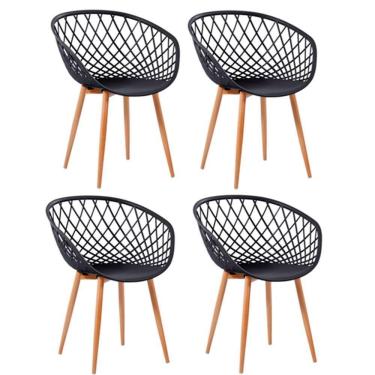 Imagem de Kit 4 Cadeiras Monaco Com Assento Em Polipropileno Fratini Preto