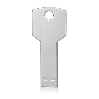 Imagem de K&ZZ 32GB chave de metal design USB flash drive, chave de metal formato de memória pen drive USB 2.0 Sliver, 1) Silver 32GB, 32GB