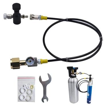Imagem de Aopkeo Estação de enchimento de cilindro de dióxido de carbono de água com gás de 101,6 cm, conector adaptador de refil CGA320 de tanque grande de CO2 para garrafa pequena de enchimento com válvula de