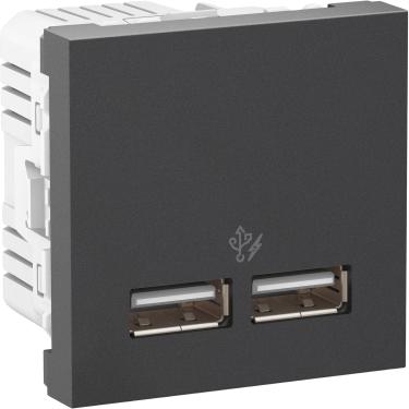 Imagem de Módulo Tomada Carregador 2 USBs 2.1A Tipo A 127/220Vca Grafite Orion Cód. S70647394 – Schneider