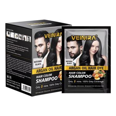 Imagem de Shampoo Tonalizante Cabelo Formula Natural Sem Amonia Veinira 10 X 25ml Preto
