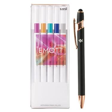 Imagem de Caneta Uni EMOTT à base de água 0,4 mm cor virtual PEMSY5C.NO12 Conjunto de 5 cores sortidas importado do Japão com adesivo Kanji LOVE