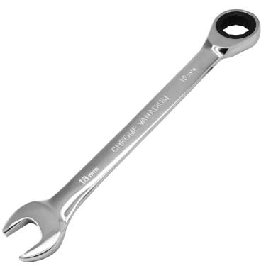 Imagem de Bonsicoky Chave catraca métrica de 18 mm - Chave de combinação de catraca de 72 dentes com cabeça final - Chave inglesa de engrenagem de grau industrial de caixa de aço de alto carbono