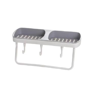 Imagem de Saboneteira Dupla Suporte Organizador Banheiro Adesivo Porta Toalha (Cinza)