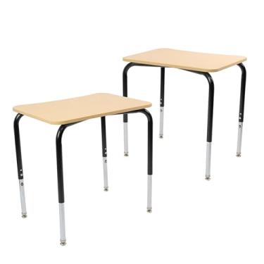 Imagem de 45,7 cm x 60,96 cm Mesa de sala de aula aberta para sala de aula, pacote com 2 - Bordo/Bordo/Preto