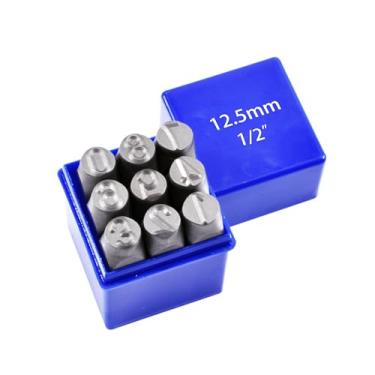 Imagem de Skweawert Conjunto de carimbos numéricos, kit de estampagem de aço de mola de 1/2" (12,5 mm), 0-9 peças ferramenta de prensa de perfuração de metal para metal, plástico, madeira, couro e mais