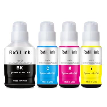 Imagem de Dikarsum Kit de refil de tinta compatível Canon GI-20 GI20 para impressoras MegaTank Canon PIXMA G5020 G6020 G7020, pacote com 4 (BK C M Y) tinta para impressora jato de tinta