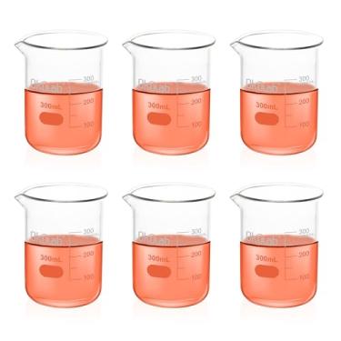 Imagem de Okulab Conjunto de copos de vidro de 300 ml, copos de baixa forma, copos de vidro graduados para laboratório, sala de aula, artesanato, cozinha, BKLG300A6-X