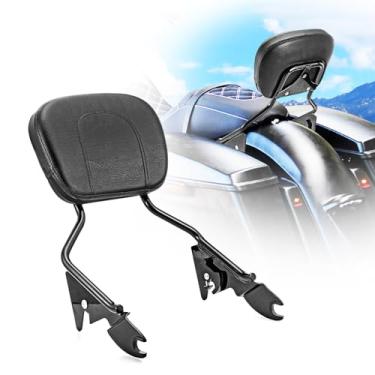 Imagem de Wsays Passenger Backrest Detachable Sissy Bar w/Pad Gloss Black Compatible with Harley Touring Street Electra Road Glide Road King FLH FLHX FLTR 2009-2024