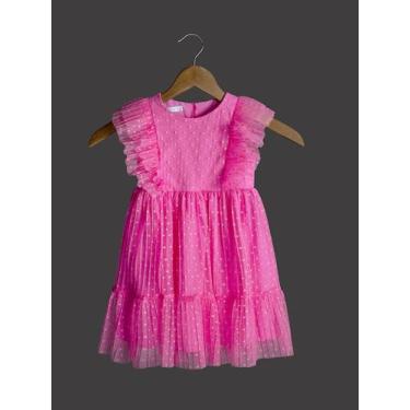 Imagem de Vestido Infantil Tule Poá Pliss - Elegância e Delicadeza para Festa e 