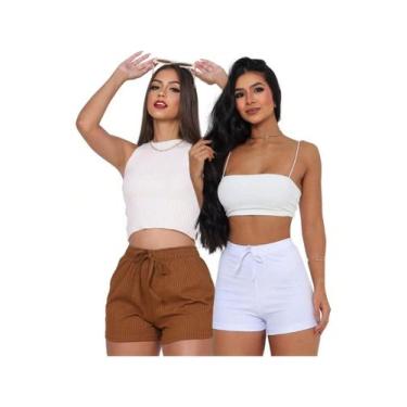 Imagem de KIT 2 Short Canelado Curto Feminino Empina Bumbum - Audax Brasil, Cara