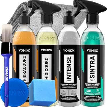 Imagem de Kit hidratante Restaurador de Couro Hidracouro Higicouro Apc Sintra fast Revitalizador de pasticos Intense 500 ml Vonixx