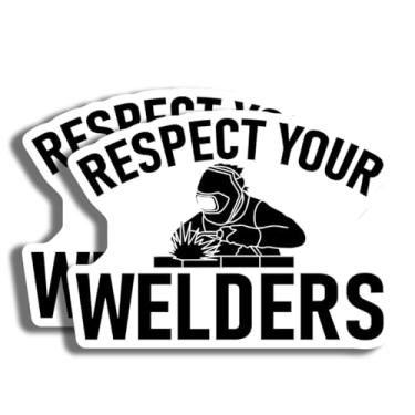 Imagem de Adesivo Respect Your Welders - Adesivo de soldagem - Decalque de apreciação do soldador - Adesivo de capacete de soldagem - Decalque de orgulho do soldador - presente para soldadores - Desi decorativo