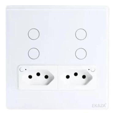 Imagem de Interruptor Wi-fi Inteligente 4 Botões  e 2 Tomada  Ekaza