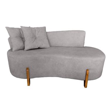 Imagem de Sofá Orgânico 2 Lugares C/2 Almofadas Curvo Sala Recepção Boucle Cinza - Montanaris Decor