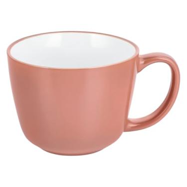 Imagem de Canecas de cerâmica 510 g, café grande de cerâmica para homens, mulheres, pai, mãe, canecas de café modernas com alça para cereal, café, suco, sopa, chá. (1, vermelho claro)