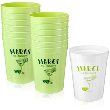 Imagem de Skyley 12 peças Margarita e Matrimônio Bachlorette Festa de Solteira Copo de Plástico 473 g Margarita Copo de Dama de Honra Coquetel Tema Vinho Reutilizável Bachlorette Chá de Noiva Casamento Cinco De