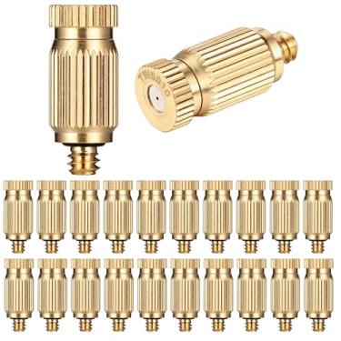 Imagem de Mornajina 20 pacotes de bicos de nebulização de latão para sistema de resfriamento externo, pulverizador de cabeças de sistema de nebulização 0,020" (0,5 mm) 10-24 UNC, alta pressão