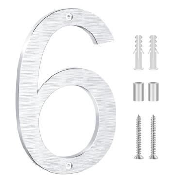 Imagem de Yafimea Números grandes prateados de 20 cm para casa, números de endereço residenciais modernos de metal para casa, números flutuantes externos de alumínio para portão de garagem de Wall Street (6)