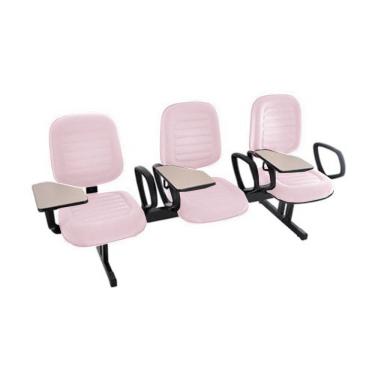 Imagem de Cadeira Escolar Universitária em Longarina com prancheta para Escolas e Faculdades Linha Blenda Rosa