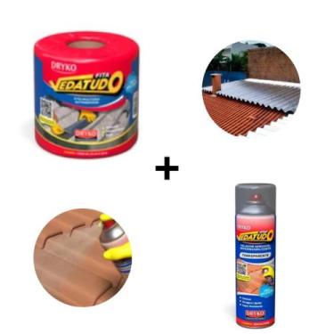 Imagem de Manta Asfaltica Aluminizada + Spray Emborrachado Kit Impermeabilização