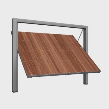 Imagem de Portão Contrapeso de Aço Galvanizado com Painel em Madeira 220x240 Req: 8,7 cinza E amadeirado