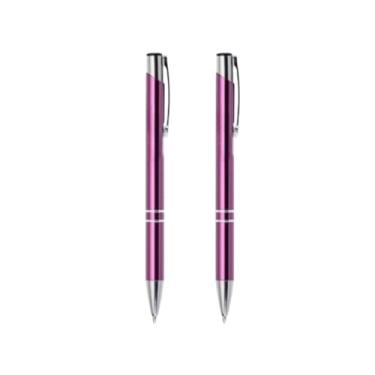 Imagem de Caneta Metal Personalizada Nome Empresa Logo Marca Kit Com 2 (Rosa)